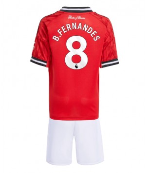 Billiga Manchester United Bruno Fernandes #8 Hemmatröja Barn 2025-26 Kortärmad (+ Korta byxor)